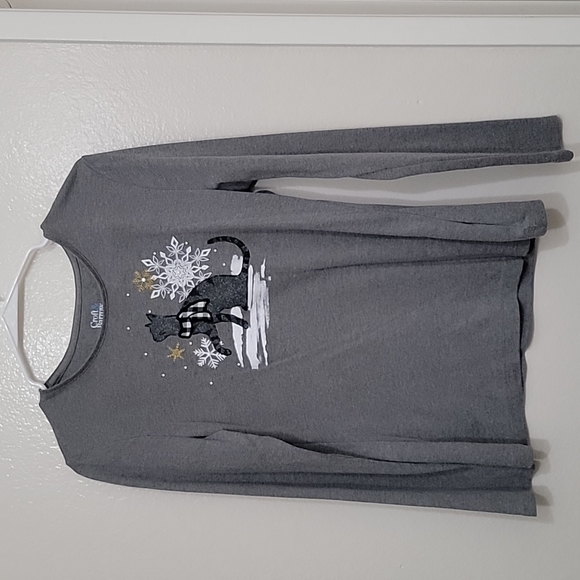 croft & barrow Tops - Women’s Croft & Barrow Cat Holiday Long Sleeve Shirt